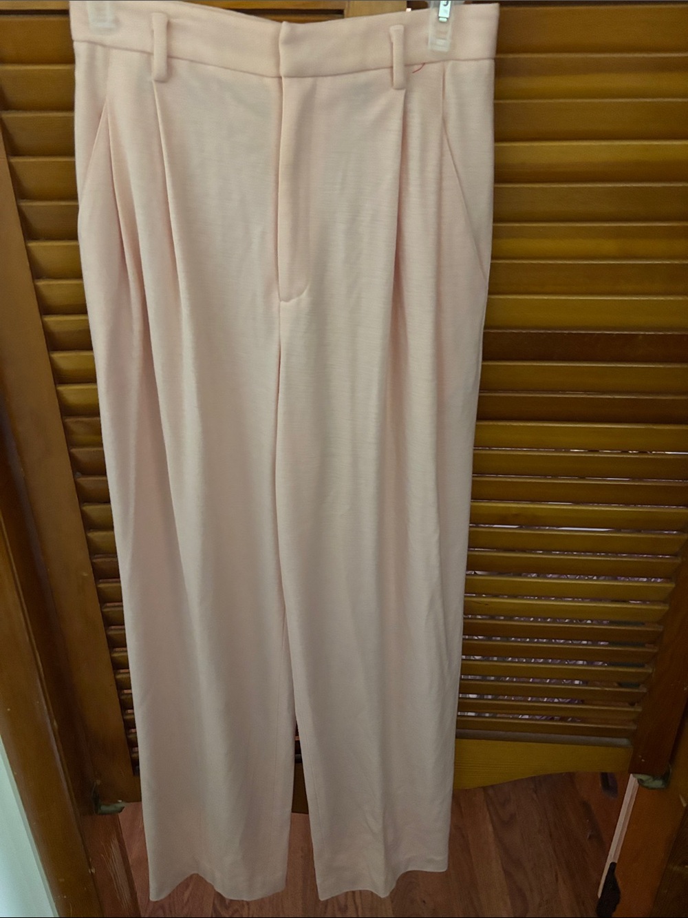 High-Waist Wide-Leg Trousers in Light Pink